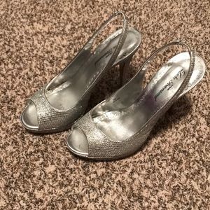 Silver sparkly high heals